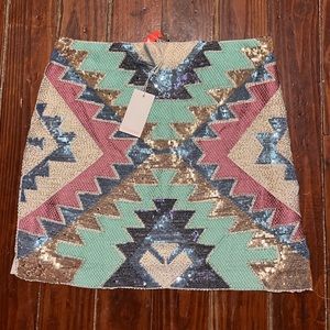Sequin aztec skirt
